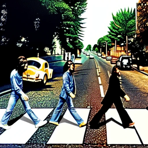 terminator crossing Abbey Road like the beatles music album