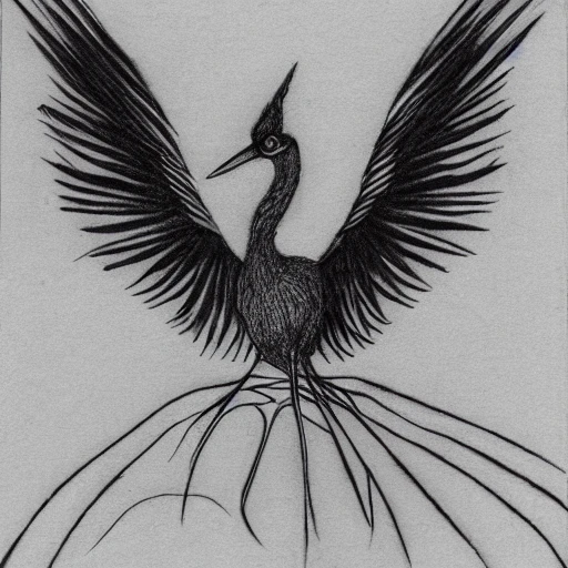 cigogne psychédélique, Trippy, Pencil Sketch, 3D