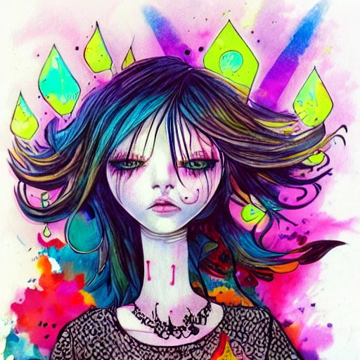 tête de mort, perfect portrait, kawaii, psychedelic, eerie vibrating color palette, hauntingly surreal,, Trippy, Cartoon, Pencil Sketch, Oil Painting, Water Color