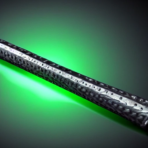 perfect fullsize image of a black long sword with strange light green aura, 3d, ultra detailed, high resolution, 8k, hdr