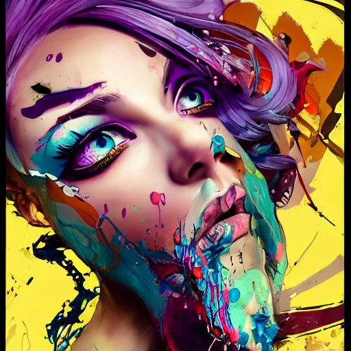 colored digital line art, splatter drippings, paper texture, beautiful female character in the style of jinx [ League of legend ], wearing a intricate detailed casual outfit, gorgeous eyes, beautiful face, dynamic pose, intricate, elaborate, dramatic lighting, russ mills, sakimichan, wlop, loish, artgerm, arcane style, girl, Cyberpunk, cool colorful, flowerpunk moebius, Ink Dropped in water, splatter drippings, frosted tips hair, grunge t-shirt, tattoos, perfect shading, elaborate, epic composition, octane render, unreal engine, 8k, extremely detailed, ultra realistic HDR, tie, detailed portrait, cell shaded, concept art, pixiv. cinematic dramatic atmosphere, sharp focus, volumetric lighting, cinematic lighting, studio quality, Seed: 79920, Scale: 7.79, Steps: 75, Img Width: 512, Img Height: 768, model version: Diffusion Beecustom arcane diffusion v3, Negative Prompt, cgi, details bodies, details heads, doll, nipples, Details anatomy, blurry, fuzzy, details arms, details fingers, details hands, tiling, mutated, out of frame, cloned face, Pencil Sketch