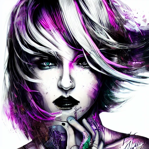 girl, Arcane graphic style, paper texture, color hair, dynamic pose, ultra detailed face, ultra detailed body, ultra detailed hair, ultra detailed arm, ultra detailed hands, gorgeous eyes, ultra detailed eyes, extra colors, dramatic atmosphere, dramatic lighting, artgem, perfect shading, russ mills 8K.