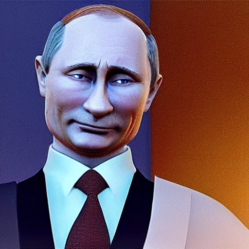 Vladimir Putin in a pixar movie, full body, crying like a child, sitting on the floor, with Zelensky shouting to him,  rendering, unreal engine, very detailed, amazing likeness, cartoon caricature