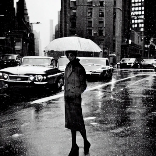 new-york, 1960's, downtown, rain, photographer, woman