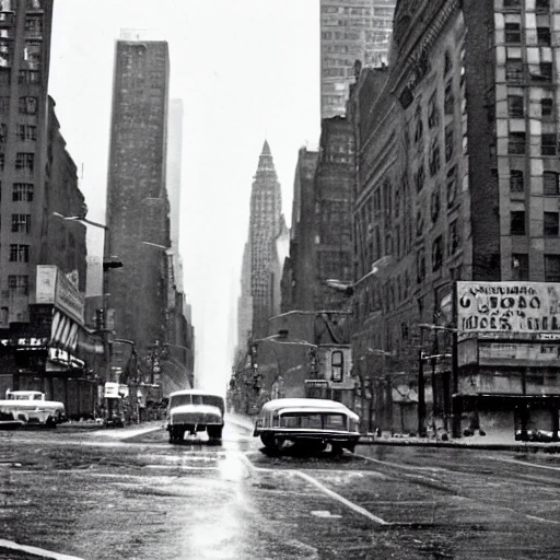 new-york, 1960's, downtown, rain