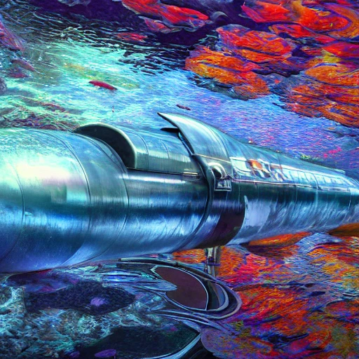 a beautiful and highly detailed submarine, in a dream seaworld magical fantasy, psychedelic, epic scale, insanely complex, hyperdetailed, sharp focus, hyperrealism, artstation, cgsociety, 8 k, bright colors fantastic view 3D shading shadow depth, 3D