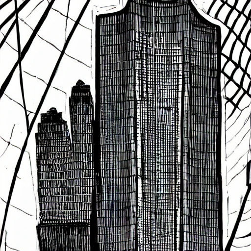 illustration, batman, spider webs, tall skyscrapers