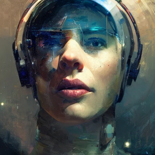 Professional painting of a space art in the styles of Jeremy Mann, Rutkowski and other Artstation illustrators, intricate details, face, portrait, headshot, illustration, UHD, 4K