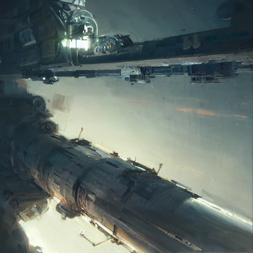 Professional painting of space station in the styles of Jeremy M ...