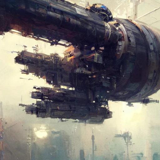 Professional painting of space station in the styles of Jeremy M ...