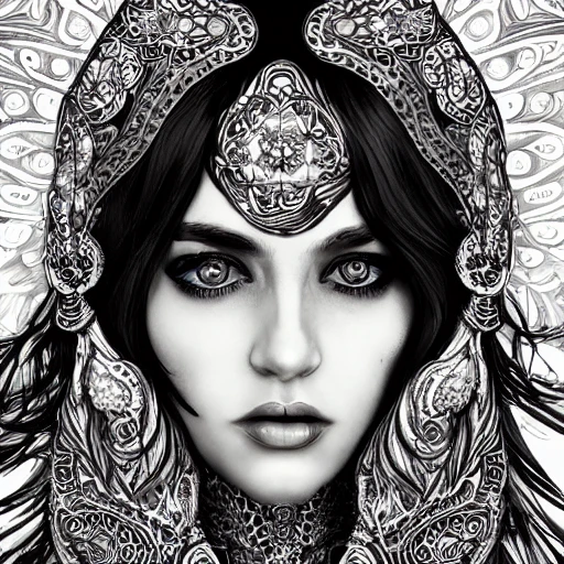 beautiful bohemian gypsy woman,long gaze,8k,intricate ink,detail ...