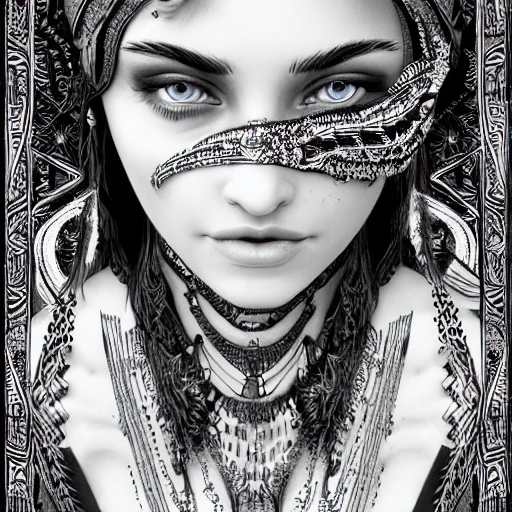 beautiful bohemian gypsy woman,long gaze,8k,intricate ink,detailed,high definition,artstation trending,hyper-detailed,ultra high quality,retro futurism,8k,high contrast,sharp focus,photo realistic,