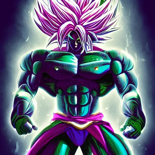 broly, Arcane graphic style, paper texture, color hair, dynamic pose, ultra detailed face, ultra detailed body, ultra detailed hair, ultra detailed arm, ultra detailed hands, gorgeous eyes, ultra detailed colors flashy eyes, extra colors, dramatic atmosphere, dramatic lighting, artgem, perfect shading, russ mills 8K.