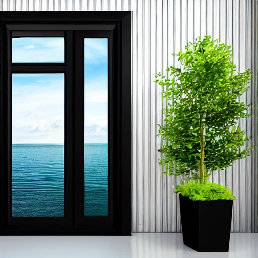 sea container black with a door and window, realistic style