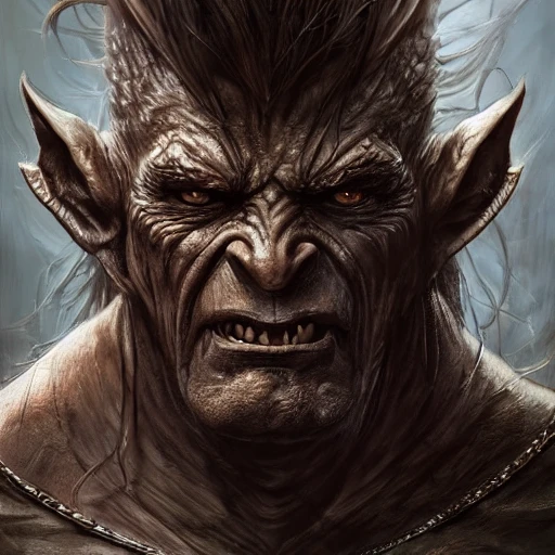ultra-realistic illustration of a sinister orc in the battle the ...