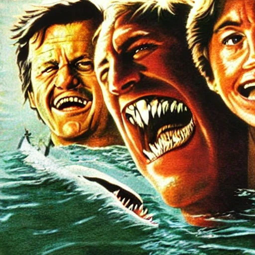 high quality illustration, JAWS, movie film