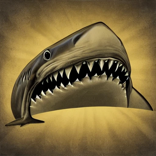 high quality illustration, JAWS, movie film, dreadful shark