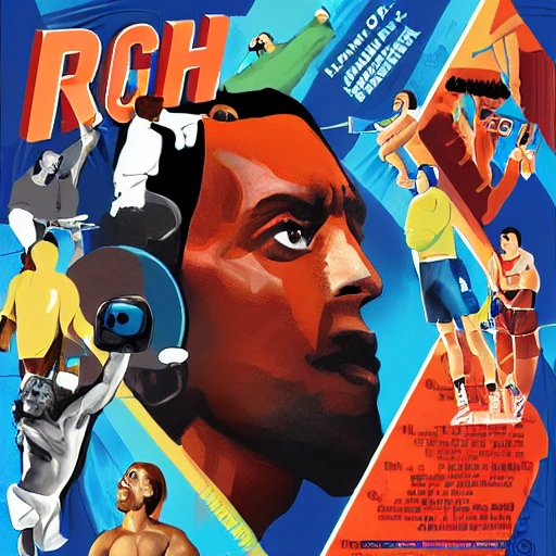 a professional high quality ILLUSTRATION, ROCKY, movie