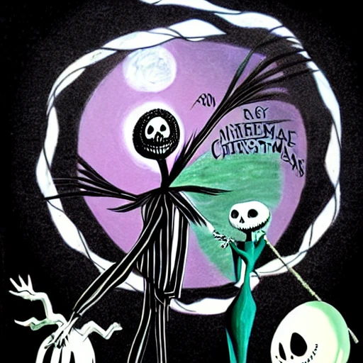 a professional high quality ILLUSTRATION, Nightmare Before Christmas, movie