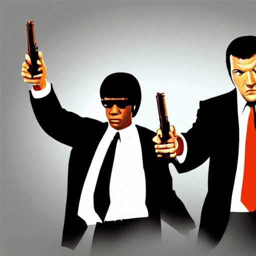 a professional high quality ILLUSTRATION, Pulp Fiction, movie