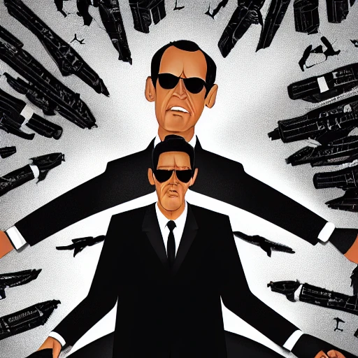 a professional high quality ILLUSTRATION, Men in Black, movie