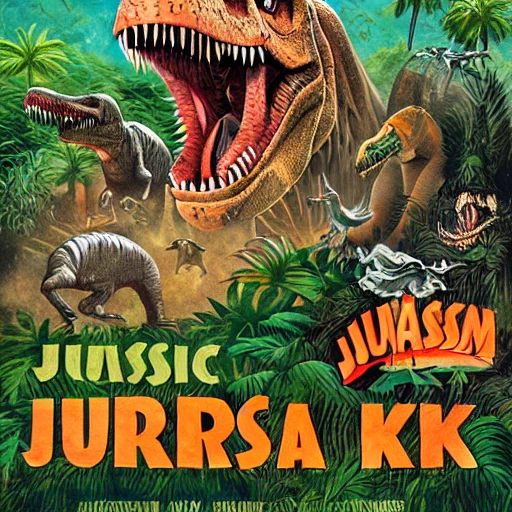 a professional high quality ILLUSTRATION, Jurassic Park, movie