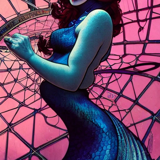 mermaid bluea baroque portrait of a retrofuturistic assassin in light surrounded by advanced architecture. minimalist dark wet architecture with some highly detailed science fiction details, rich colors, high contrast, moody dark background. trending on artstation an ultrafine hyperdetailed colorfull illustration by greg rutkowski, kim jung gi, moebius, irakli nadar, alphonse mucha, ayami kojima, amano, greg hildebrandt, syd mead and mark brooks, female, feminine, art deco, new baroque, intricate linework, colors by frank frazetta,office, 3D