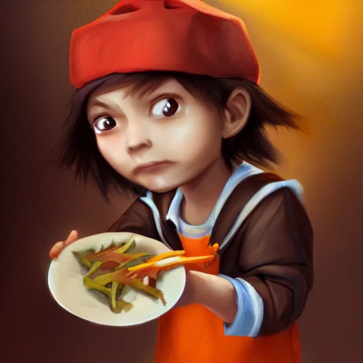 a poor kid hold degree cap and looking food, elegant, digital painting, artstation, concept art, smooth, sharp focus, illustration, kagaya arts, highly detailed, 