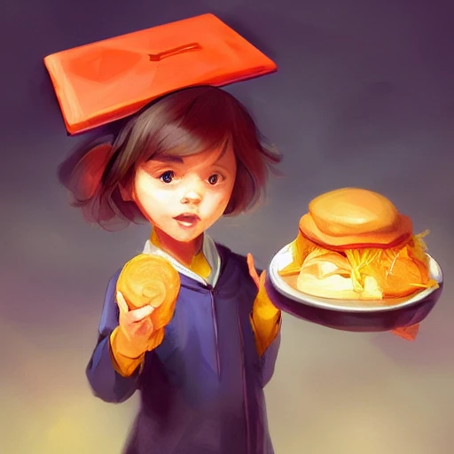 a poor kid hold degree cap and looking food in school
, elegant, digital painting, artstation, concept art, smooth, sharp focus, illustration, kagaya arts, highly detailed, 