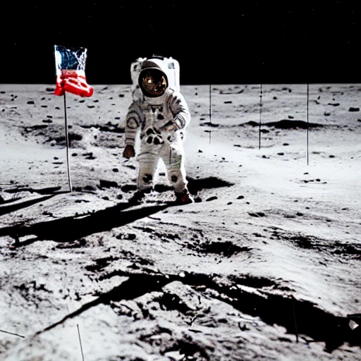 astronaut walking on Moon holding a Srilankan flag, earth visible in the background, high contrast, Perfectionism, cinematic lighting, post-production –testp –upbeta –ar 16:9