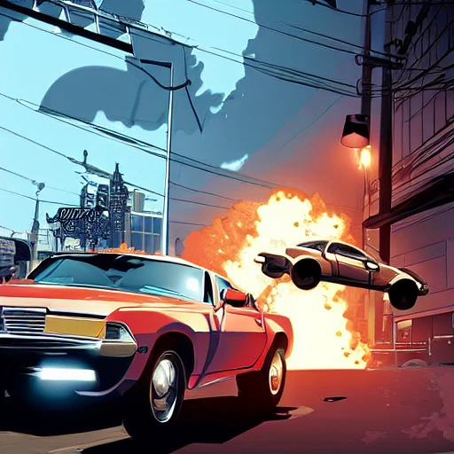 illustration, grand theft auto, videogame, very fine detailed, cinematic light