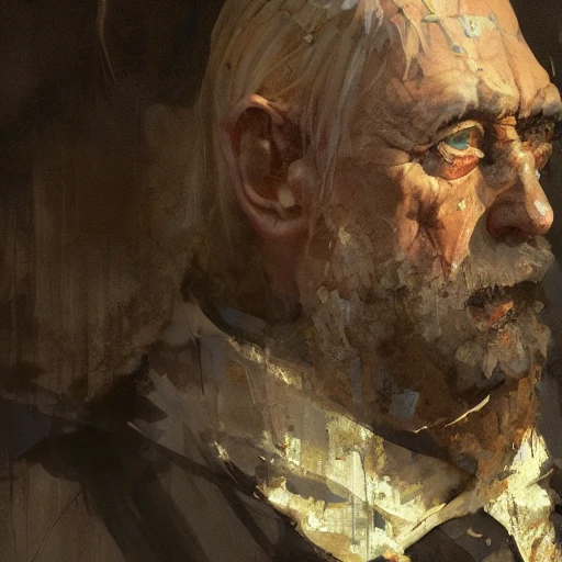 Professional painting of an old medieval baron by Jeremy Mann, Rutkowski and other Artstation illustrators, intricate details, face, portrait, headshot, illustration, UHD, 4K, Oil Painting