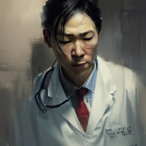 Professional painting of a Japanese doctor by Jeremy Mann, Rutko ...