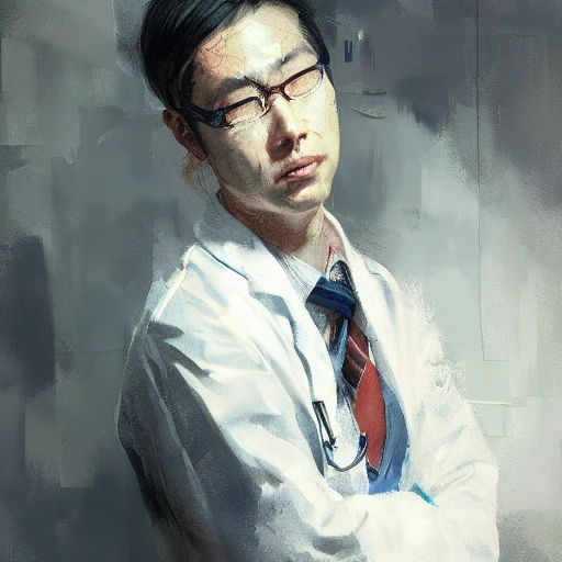 Professional painting of a Japanese doctor by Jeremy Mann, Rutko ...