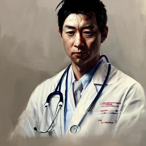 Professional painting of a Japanese doctor by Jeremy Mann, Rutko ...