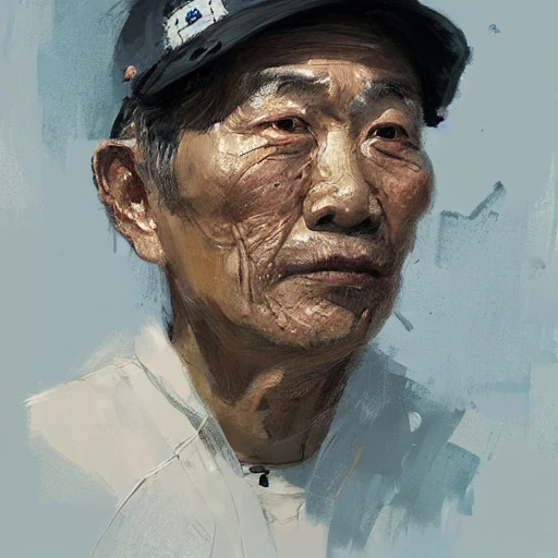 Professional painting of 60-year-old old Japanese sailor by Jere ...