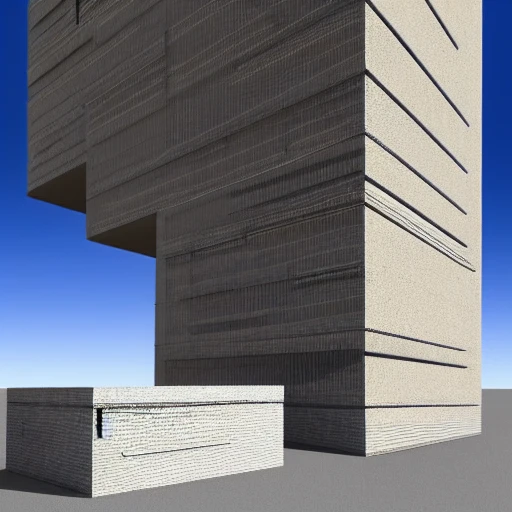 brutalist office building, 3D