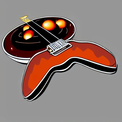 a Gibson SG GT flying like a rockets through a planetary body  splitting it like a apple shot by a bullet, Cartoon