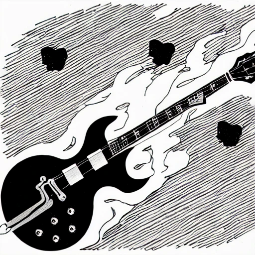 a Gibson SG GT flying like a rockets straight through a planetary body splitting it like a apple shot by a bullet, Cartoon