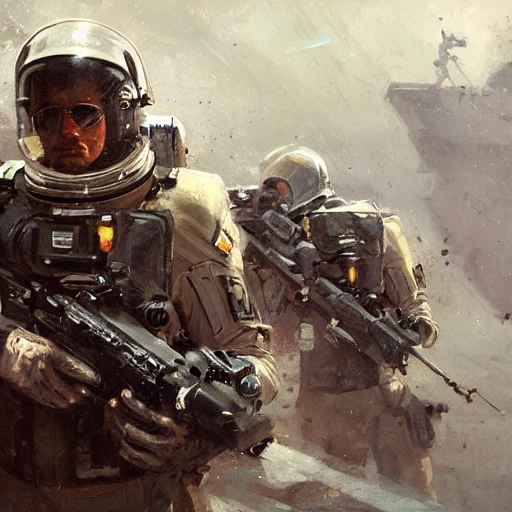 Professional painting of space navy special forces, by Jeremy Ma ...