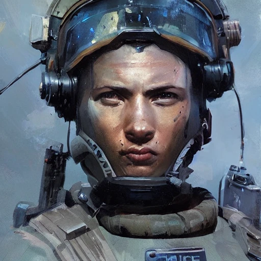 Professional painting of space navy special forces, by Jeremy Mann, Rutkowski and other Artstation illustrators, intricate details, face, portrait, headshot, illustration, UHD, 4K