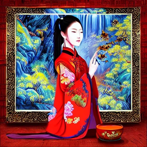 beautiful Chinese fantasy style paint
, Oil Painting