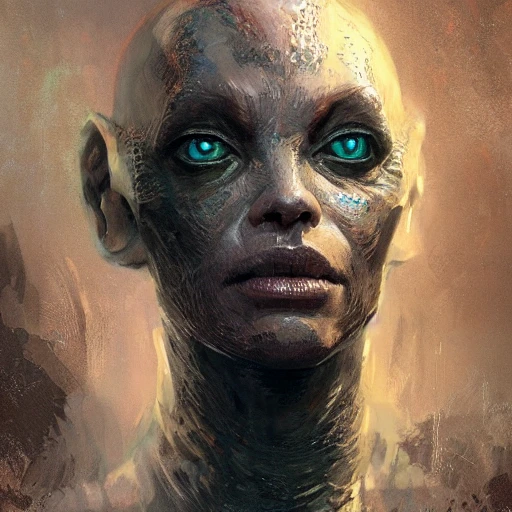 Professional portrait of a beautiful alien creature with humanoi ...