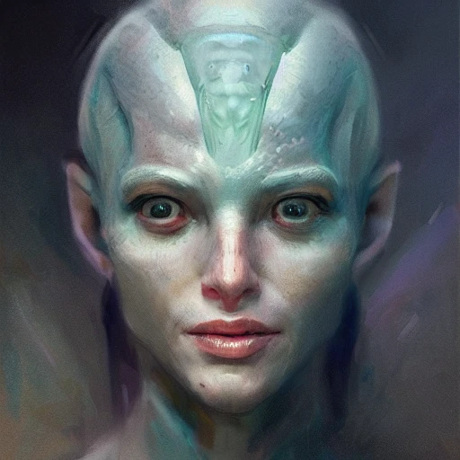 Professional portrait of a beautiful alien creature with humanoi ...
