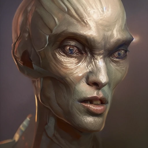 Professional portrait of a humanoid alien creature with reptilia ...