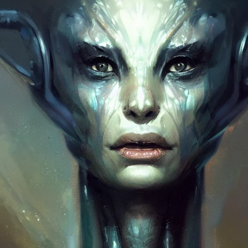 Professional portrait of a beautiful alien creature with humanoi ...