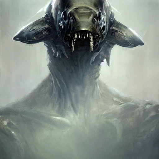 Professional portrait of a alien beastlike creatures, by Jeremy Mann, Rutkowski and other Artstation illustrators, intricate details, face, portrait, headshot, illustration, UHD, 4K