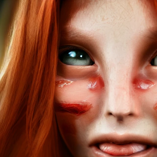 1girl, a real perfect female anatomy of ginger beautiful female smiling,   medium shot, masterpiece, look at viewer, {{beautiful detailed face}}, perfect face, {{perfect eyes}}, perfect lips, extremely detailed, 8K wallpaper, Film Grain,  post processing, epic cinematic, octane render , denoise, redshift style, Cartoon