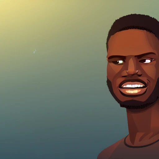 professional high quality illustration, boucar diouf, men, face, very high detailled, 8k resolution, cinematic lighting