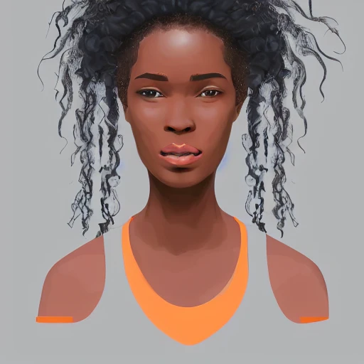 professional high quality illustration, boucar diouf, frizzy hair, face, very high detailled, 8k resolution, cinematic lighting
